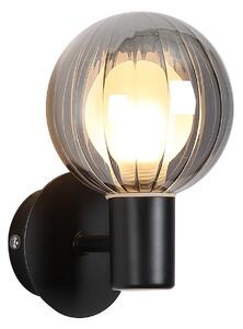 Searchlight Kopalniška stenska svetilka Lumisphere, črna/dimno siva, višina 12 cm, steklo, zatemnjen, Črna, Kopalnica, Steklo