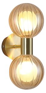 Searchlight Kopalniška stenska svetilka Lumisphere, krem/medenina, višina 28 cm, 2-ploska., zatemnjen, Zlata / medeninasta, Kopalnica, Steklo