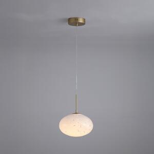 Searchlight LED viseča svetilka Confetti, Ø 25 cm, zlata/bela, steklo, zatemnjen, Zlata / medeninasta, Dnevna soba / jedilnica, Steklo, Sodobni