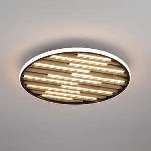 Searchlight LED stropna svetilka Equalise, Ø 49 cm, črna/svetlo rjava, kovina, zatemnjen, Črna, Dnevna soba / jedilnica, Kovina