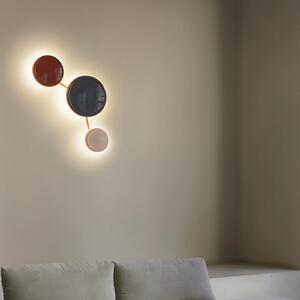 MARSET LED stenska svetilka Caramel, rjava, Ø 28 cm, TRIAC, steklo, zatemnjen, Rjava / rjasta, Dnevna soba / jedilnica, Steklo, Dizajn