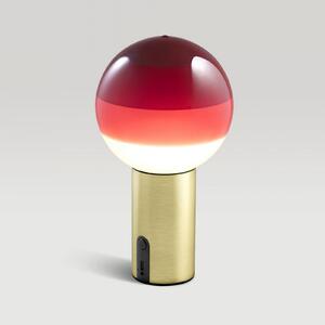 MARSET Akku-Tischlampe Dipping Light, rdeča/medenina, z možnostjo zatemnitve, zatemnjen, Rdeča, Dnevna soba / jedilnica, Steklo, Dizajn