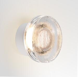 MARSET LED zunanja stenska svetilka Roc, Ø 17 cm, bela/prosojna, zatemnjen, Bela, Aluminij, Dizajn