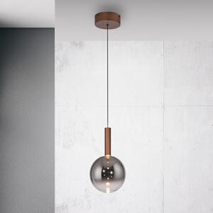Paul Neuhaus LED viseča svetilka Bowl, Ø 20 cm, rjava/siva, zatemnjen, Rjava / rjasta, Dnevna soba / jedilnica, Steklo, Sodobni