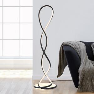Paul Neuhaus LED-stoječa svetilka Twist, črna, višina 143 cm, zatemnjen, Črna, Dnevna soba / jedilnica, Aluminij, Sodobni