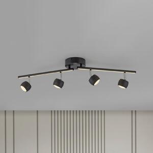 JUST LIGHT. GmbH LED stropni reflektor Jarik, 4-smerni, črn, 3.000 K, zatemnjen, Črna, Dnevna soba / jedilnica, Kovina, Sodobni