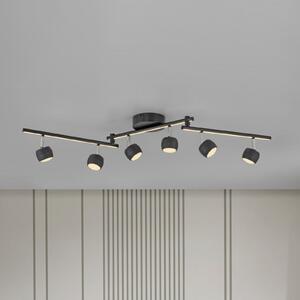 JUST LIGHT. GmbH LED-stropni reflektor Jarik, 6-žarek, črn, 3.000 K, zatemnjen, Črna, Dnevna soba / jedilnica, Kovina, Sodobni