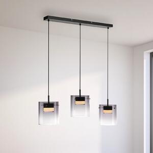 JUST LIGHT. GmbH LED-visoka svetilka Elio, dimno steklo, 3-svetilna, črna, zatemnjen, Siva, Dnevna soba / jedilnica, Steklo, Sodobni