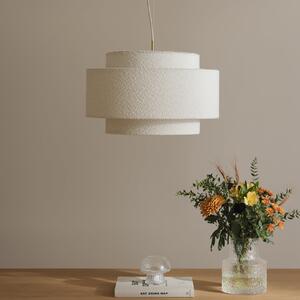 Globen Lighting viseča svetilka Noah Bouclé, Ø 50 cm, bela, zatemnjen, Bela, Dnevna soba / jedilnica, Tkanine / tekstil, Skandinavski