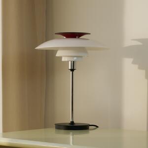 Louis Poulsen namizna svetilka PH80, bela/rdeča/krom, višina 40 cm, Bela, Dnevna soba / jedilnica, Aluminij, Skandinavski
