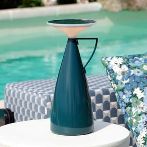 Kartell LED-akumulatorska namizna svetilka Camomille, petrol, višina 24 cm, zatemnjen, Modra, Dnevna soba / jedilnica, Plastika, Dizajn