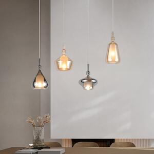 Trio Lighting Visoka svetilka Aldea, dolžina 65 cm, bela/jantar/krom steklo, 4-svetilna., zatemnjen, Bež, Dnevna soba / jedilnica, Steklo