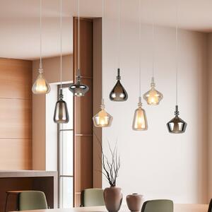 Trio Lighting Visoka svetilka Aldea, dolžina 115 cm, bela/jantar/krom steklo, 8-svetilna., zatemnjen, Bež, Dnevna soba / jedilnica, Steklo