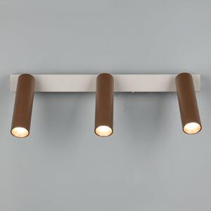 Trio Lighting LED stropni reflektor Ambala. Dolžina 44 cm, siva/rjava, 3-krilna., zatemnjen, Rjava / rjasta, Dnevna soba / jedilnica, Kovina, Sodobni