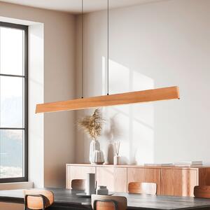 Trio Lighting LED viseča svetilka Edgewood, dolžina 150 cm, lesna barva les, CCT, zatemnjen, Les, Dnevna soba / jedilnica, Les