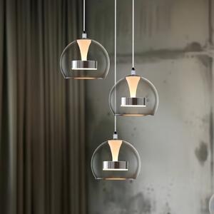 Trio Lighting LED viseča svetilka Flynt, Ø 42 cm, krom barva, kovina CCT 3-flg., zatemnjen, Kovinska, Dnevna soba / jedilnica, Kovina, Sodobni