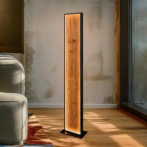 Trio Lighting LED-stoječa svetilka Kalea, višina 120 cm, barva lesa, les, zatemnjen, Les, Dnevna soba / jedilnica, Les