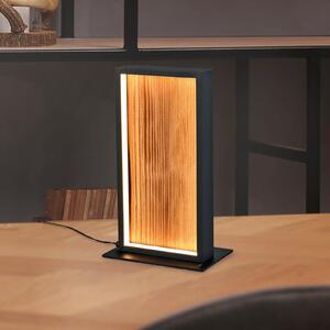 Trio Lighting LED namizna svetilka Kalea, višina 30 cm, barva lesa, les, zatemnjen, Les, Dnevna soba / jedilnica, Les