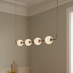 UMAGE LED-visoka svetilka Audrey LINEAR, medenina, 118 cm, 4-svetilna., zatemnjen, Zlata / medeninasta, Dnevna soba / jedilnica, Kovina, Dizajn, Globus
