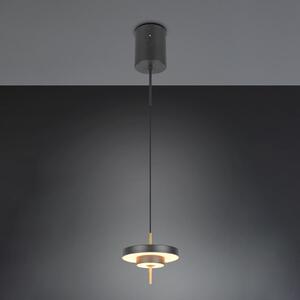 Trio Lighting LED viseča svetilka Keaton črna/zlata, Ø 20 cm kovina CCT, zatemnjen, Črna, Dnevna soba / jedilnica, Kovina