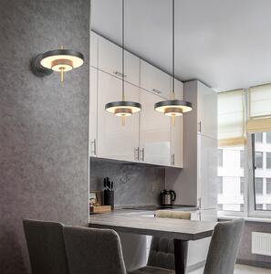Trio Lighting LED viseča svetilka Keaton, črna/zlata, Ø 40 cm, CCT, zatemnjen, Črna, Dnevna soba / jedilnica, Kovina