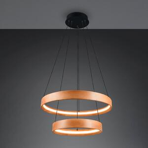 Trio Lighting LED viseča svetilka Lynwood, Ø 60 cm, barva lesa, les, 2-svetilna., zatemnjen, Les, Dnevna soba / jedilnica, Les