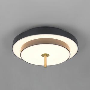 Trio Lighting LED stropna svetilka Keaton, črna/zlata, Ø 40 cm, CCT, zatemnjen, Črna, Dnevna soba / jedilnica, Kovina