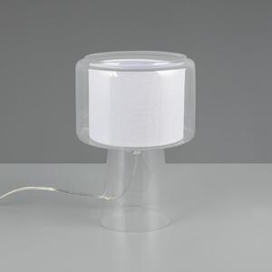 Trio Lighting Namizna svetilka Rocka, prozorna, višina 29 cm, steklo/tkanina, Prozorna, Dnevna soba / jedilnica, Steklo