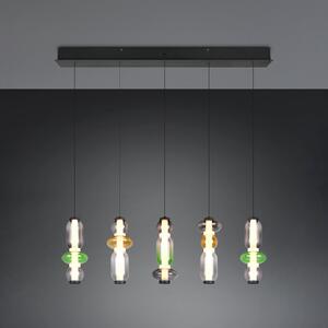 Trio Lighting LED viseča svetilka Minerva, dolžina 100 cm, barvna, steklo, CCT dimmer, zatemnjen, Dnevna soba / jedilnica, Steklo