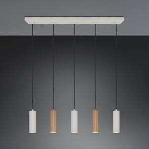 Trio Lighting Visoka svetilka Soka, rjava/siva, dolžina 85 cm, kovina, 5-svetilna., zatemnjen, Rjava / rjasta, Dnevna soba / jedilnica, Kovina, Sodobni