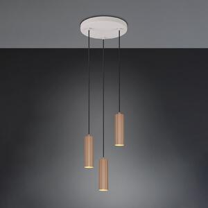 Trio Lighting Visoka svetilka Soka, rjava/siva, Ø 28 cm, kovina, 3-svetilna., zatemnjen, Rjava / rjasta, Dnevna soba / jedilnica, Kovina, Sodobni
