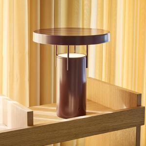 Hübsch HÜBSCH LED-akumulatorska namizna svetilka BringMe, burgundsko-metalna, 28 cm, zatemnjen, Rdeča, Kovina, Sodobni