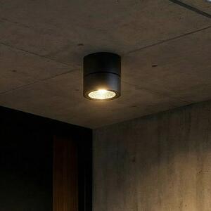 Lindby LED stropni reflektor Nolivar, črn, Ø 9 cm, IP54, Črna, Kopalnica, Aluminij, Sodobni