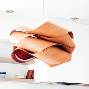 LZF LAMPS viseča svetilka Link, češnjev les/nikljevo barva, Ø 69 cm, les, zatemnjen, Les, Dnevna soba / jedilnica, Les, Dizajn