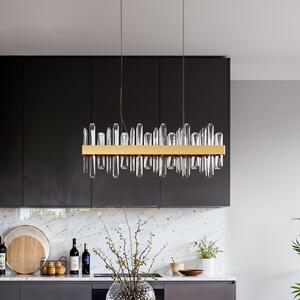 By Rydéns Rydens LED-visoka svetilka Triumph Bar, 80 cm, medenina, prozorna, Prozorna, Dnevna soba / jedilnica, Steklo, Sodobni