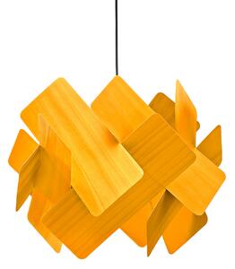LZF LAMPS viseča svetilka Escape, rumena/nikljevo barva, Ø 30 cm, les, zatemnjen, Rumena, Dnevna soba / jedilnica, Les, Dizajn