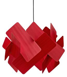LZF LAMPS viseča svetilka Escape, rdeča/nikljevo barva, Ø 30 cm, les, zatemnjen, Rdeča, Dnevna soba / jedilnica, Les, Dizajn