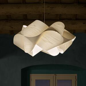 LZF LAMPS viseča svetilka Swirl, slonokoščena/nikljevo barva, Ø 75 cm, les, zatemnjen, Bež, Dnevna soba / jedilnica, Les, Dizajn