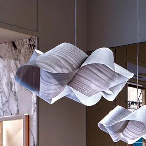 LZF LAMPS viseča svetilka Swirl, siva/nikljevo barva, Ø 75 cm, les, zatemnjen, Siva, Dnevna soba / jedilnica, Les, Dizajn