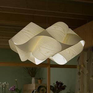 LZF LAMPS viseča svetilka Swirl, slonokoščena/nikljevo barva, Ø 54 cm, les, zatemnjen, Bež, Dnevna soba / jedilnica, Les, Dizajn