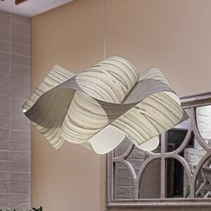 LZF LAMPS viseča svetilka Swirl, siva/nikljevo barva, Ø 54 cm, les, zatemnjen, Siva, Dnevna soba / jedilnica, Les, Dizajn