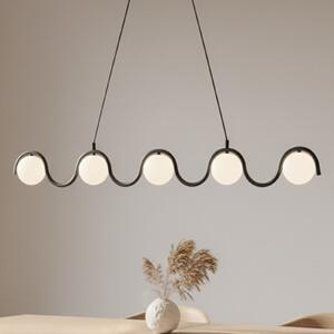 EMIBIG LIGHTING Visoka svetilka Sinus 5, črna/opal, steklo, dolžina 110 cm, zatemnjen, Črna, Dnevna soba / jedilnica, Steklo, Sodobni