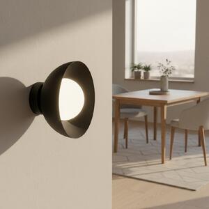 EMIBIG LIGHTING Stenna svetilka Bibi K1, črna, jeklo/steklo, Ø 18 cm, zatemnjen, Črna, Dnevna soba / jedilnica, Kovina, Sodobni