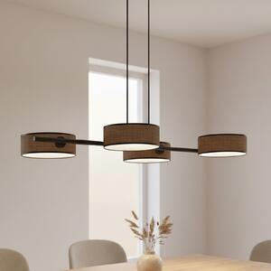EMIBIG LIGHTING Visoka svetilka Drumz 4, rjava, tkanina/jeklo, dolžina 80 cm, E14, zatemnjen, Rjava / rjasta, Dnevna soba / jedilnica, Tkanine / tekstil, Sodobni