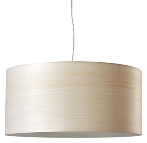 LZF LAMPS LED viseča svetilka Gea, slonokoščena, Ø 42 cm, les, zatemnjen, Bež, Dnevna soba / jedilnica, Les, Dizajn