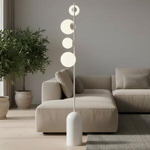 EMIBIG LIGHTING Stojna svetilka Etno LP4, bela, steklo/jeklo, višina 140 cm, G9, Bela, Dnevna soba / jedilnica, Steklo, Sodobni