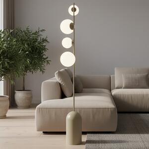 EMIBIG LIGHTING Stojna svetilka Etno LP4, bež, steklo/jeklo, višina 140 cm, G9, Bež, Dnevna soba / jedilnica, Steklo, Sodobni