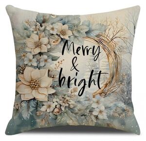 Božična prevleka za blazino MERRY & BRIGHT 45x45 cm, bež