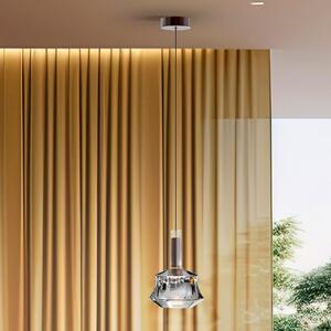 Schuller Valencia LED viseča svetilka Scarlett, srebrna, Ø 18 cm, steklo, zatemnjen, Kovinska, Dnevna soba / jedilnica, Steklo