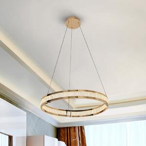Schuller Valencia LED viseča svetilka Lorian, zlata barva, Ø 60 cm, kovina, zatemnjen, Zlata / medeninasta, Dnevna soba / jedilnica, Aluminij